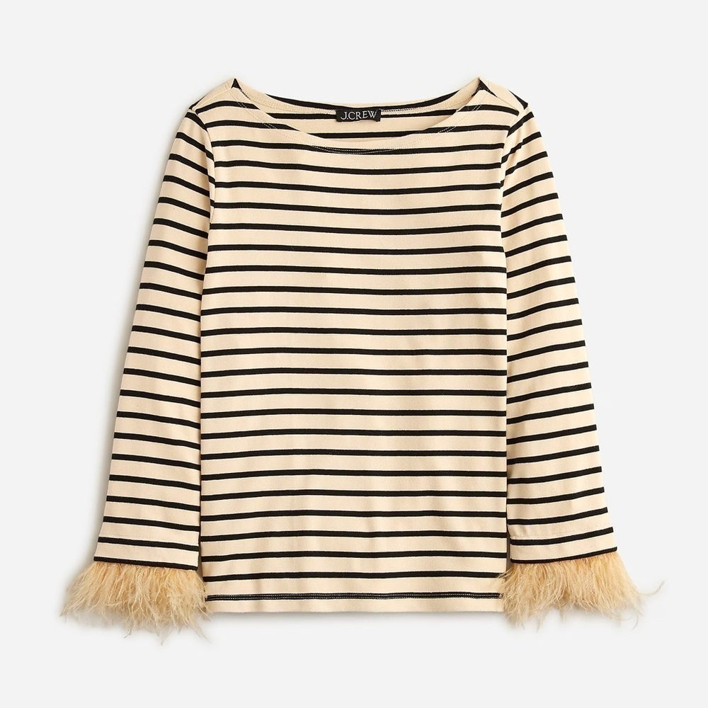 NWT J.Crew Feather-trim long-sleeve shirt